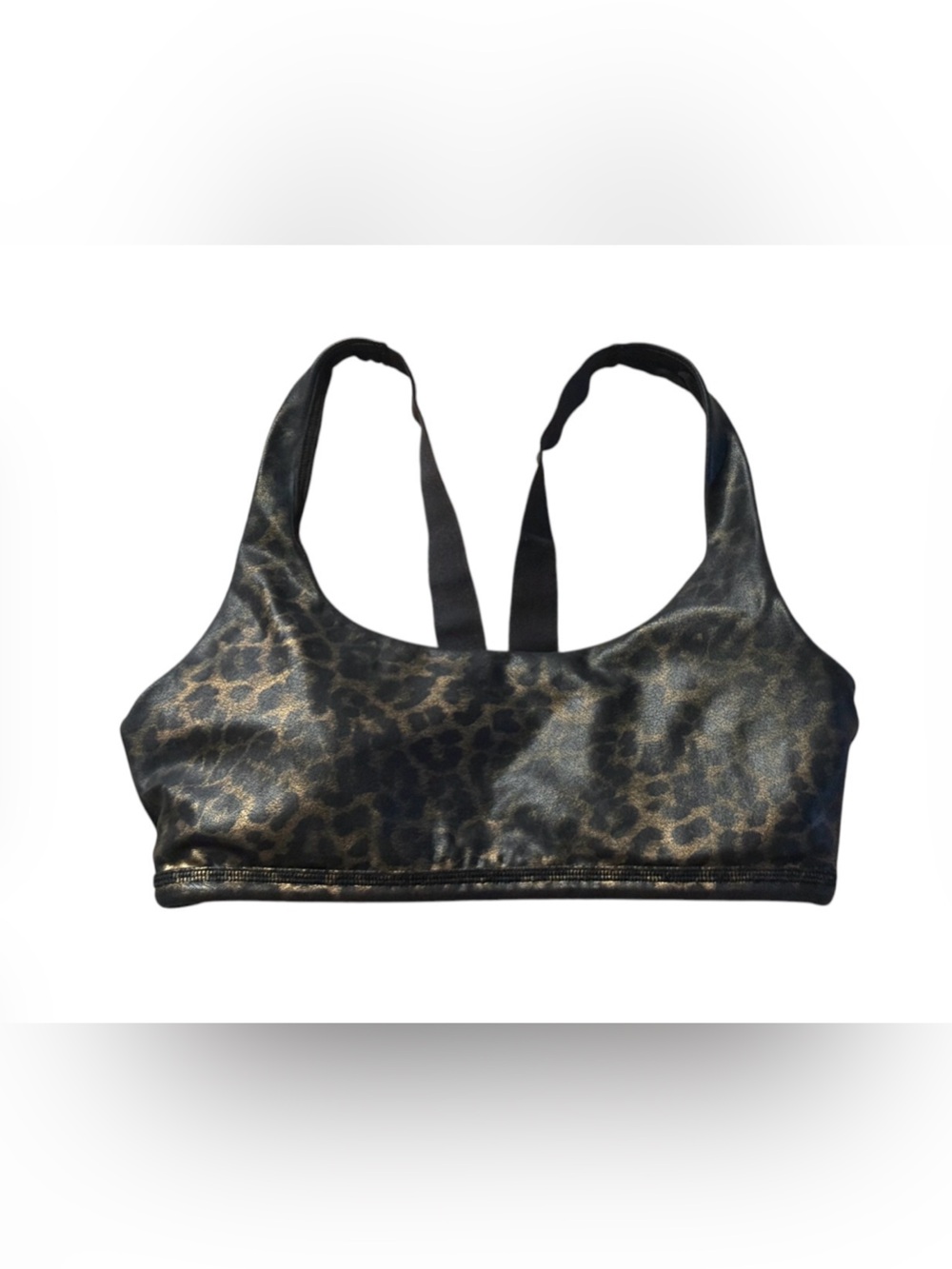 SPANX RARE Like New Leopard Print Black and Gold Sports Crop Top